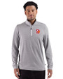 Tampa Bay Buccaneers Historic Cutter & Buck Adapt Recycled Soft Knit Stripe Mens Quarter Zip Pullover  Black Heather/White Front