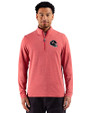 Houston Texans NFL Helmet Cutter & Buck Adapt Recycled Soft Knit Stripe Mens Quarter Zip Pullover Cardinal Red Heather Front