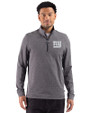 New York Giants Mono Cutter & Buck Adapt Recycled Soft Knit Stripe Mens Quarter Zip Pullover Black Heather Front