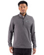 Denver Broncos Mono Cutter & Buck Adapt Recycled Soft Knit Stripe Mens Quarter Zip Pullover Black Heather Front