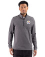 Pittsburgh Steelers Cutter & Buck Adapt Recycled Soft Knit Stripe Mens Quarter Zip Pullover  Black Heather Front
