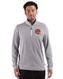 Cincinnati Bengals Historic Cutter & Buck Adapt Recycled Soft Knit Stripe Mens Quarter Zip Pullover  Black Heather/White Front