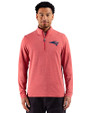 New England Patriots Americana Cutter & Buck Adapt Recycled Soft Knit Stripe Mens Quarter Zip Pullover Cardinal Red Heather Front