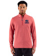 Green Bay Packers Americana Cutter & Buck Adapt Recycled Soft Knit Stripe Mens Quarter Zip Pullover Cardinal Red Heather Front