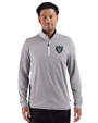 Las Vegas Raiders Monochromatic Cutter & Buck Adapt Recycled Soft Knit Stripe Mens Quarter Zip Pullover  Black Heather/White Front