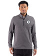 Pittsburgh Steelers Mono Cutter & Buck Adapt Recycled Soft Knit Stripe Mens Quarter Zip Pullover Black Heather Front