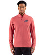 Buffalo Bills Americana Cutter & Buck Adapt Recycled Soft Knit Stripe Mens Quarter Zip Pullover Cardinal Red Heather Front