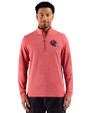 Kansas City Chiefs NFL Helmet Cutter & Buck Adapt Recycled Soft Knit Stripe Mens Quarter Zip Pullover Cardinal Red Heather Front