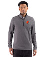 Cleveland Browns Cutter & Buck Adapt Recycled Soft Knit Stripe Mens Quarter Zip Pullover Black Heather Front