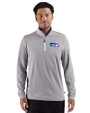 Seattle Seahawks Historic Cutter & Buck Adapt Recycled Soft Knit Stripe Mens Quarter Zip Pullover  Black Heather/White Front