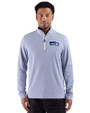 Seattle Seahawks Historic Cutter & Buck Adapt Recycled Soft Knit Stripe Mens Quarter Zip Pullover  Tour Blue Heather/White Front