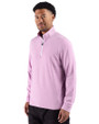 Houston Texans Monochromatic Cutter & Buck Adapt Recycled Soft Knit Stripe Mens Quarter Zip Pullover  Gelato Heather/White Side