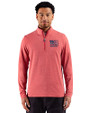 New York Giants Americana Cutter & Buck Adapt Recycled Soft Knit Stripe Mens Quarter Zip Pullover Cardinal Red Heather Front