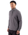 Miami Dolphins Historic Cutter & Buck Adapt Recycled Soft Knit Stripe Mens Big & Tall Quarter Zip Pullover Black Heather Side