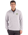 Green Bay Packers Cutter & Buck Adapt Recycled Soft Knit Stripe Mens Big & Tall Quarter Zip Pullover Polished Heather/White Front