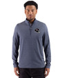 Houston Texans NFL Helmet Cutter & Buck Adapt Recycled Soft Knit Stripe Mens Big & Tall Quarter Zip Pullover Navy Blue Heather Front