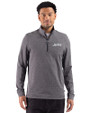 New York Jets Mono Cutter & Buck Adapt Recycled Soft Knit Stripe Mens Big & Tall Quarter Zip Pullover Black Heather Front
