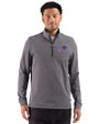 Buffalo Bills Cutter & Buck Adapt Recycled Soft Knit Stripe Mens Big & Tall Quarter Zip Pullover Black Heather Front