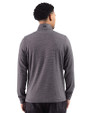 Carolina Panthers Mono Cutter & Buck Adapt Recycled Soft Knit Stripe Mens Big & Tall Quarter Zip Pullover Black Heather Back