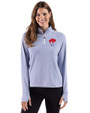 Buffalo Bills Historic Cutter & Buck Adapt Recycled Soft Knit Stripe Womens Quarter Zip Pullover Tour Blue Heather/White Front
