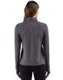 Detroit Lions Cutter & Buck Adapt Recycled Soft Knit Stripe Womens Quarter Zip Pullover Black Heather Back