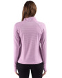 Los Angeles Rams Monochromatic - Cutter & Buck Adapt Recycled Soft Knit Stripe Womens Quarter Zip Pullover Gelato Heather/White Back