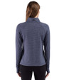 Indianapolis Colts Mono Cutter & Buck Adapt Recycled Soft Knit Stripe Womens Quarter Zip Pullover Navy Blue Heather Back