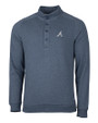 Atlanta Braves Cutter & Buck Saturday Cotton Blend Mens Big and Tall  Mock Pullover Sweatshirt Navy Blue Heather Mannequin
