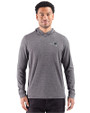 New England Patriots Mono Cutter & Buck Adapt Recycled Soft Knit Stripe Mens Hooded Pullover Black Heather Front