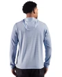 Denver Broncos Historic Cutter & Buck Adapt Recycled Soft Knit Stripe Mens Hooded Pullover Tour Blue Heather/White Back