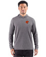 Cleveland Browns Helmet Cutter & Buck Adapt Recycled Soft Knit Stripe Mens Hooded Pullover Black Heather Front