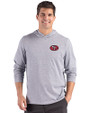 San Francisco 49ers Historic Cutter & Buck Adapt Recycled Soft Knit Stripe Mens Hooded Pullover Black Heather/White Front