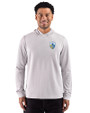 Los Angeles Chargers Historic Cutter & Buck Adapt Recycled Soft Knit Stripe Mens Hooded Pullover Polished Heather/White Front