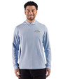 Los Angeles Chargers Cutter & Buck Adapt Recycled Soft Knit Stripe Mens Hooded Pullover Tour Blue Heather/White Front