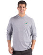Miami Dolphins Cutter & Buck Adapt Recycled Soft Knit Stripe Mens Hooded Pullover Black Heather/White Front