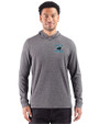 Carolina Panthers Historic Cutter & Buck Adapt Recycled Soft Knit Stripe Mens Hooded Pullover Black Heather Front