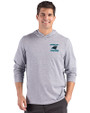 Carolina Panthers Historic Cutter & Buck Adapt Recycled Soft Knit Stripe Mens Hooded Pullover Black Heather/White Front