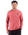 New England Patriots Cutter & Buck Adapt Recycled Soft Knit Stripe Mens Hooded Pullover Cardinal Red Heather Front