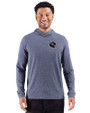 Houston Texans NFL Helmet Cutter & Buck Adapt Recycled Soft Knit Stripe Mens Hooded Pullover Navy Blue Heather Front