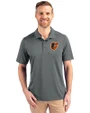 Baltimore Orioles Cutter & Buck Prospect Eco Textured Stretch Recycled Mens Big & Tall Polo Elemental Grey Front