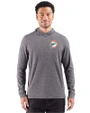 Miami Dolphins Historic Cutter & Buck Adapt Recycled Soft Knit Stripe Mens Big & Tall Hooded Pullover Black Heather Front