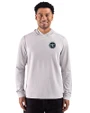 Tennessee Titans Monochromatic Cutter & Buck Adapt Recycled Soft Knit Stripe Mens Big & Tall Hooded Pullover Polished Heather/White Front