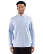 Miami Dolphins Monochromatic Cutter & Buck Adapt Recycled Soft Knit Stripe Mens Big & Tall Hooded Pullover Atlas Heather/White Front