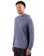 New England Patriots Mono Cutter & Buck Adapt Recycled Soft Knit Stripe Mens Big & Tall Hooded Pullover Navy Blue Heather Side