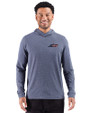 New York Jets Americana - Cutter & Buck Adapt Recycled Soft Knit Stripe Mens Big & Tall Hooded Pullover Navy Blue Heather Front