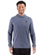 New England Patriots Cutter & Buck Adapt Recycled Soft Knit Stripe Mens Big & Tall Hooded Pullover Navy Blue Heather Front