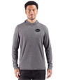 New York Jets Rivalries Cutter & Buck Adapt Recycled Soft Knit Stripe Mens Big & Tall Hooded Pullover Black Heather Front
