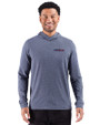 San Francisco 49ers Americana Cutter & Buck Adapt Recycled Soft Knit Stripe Mens Big & Tall Hooded Pullover Navy Blue Heather Front