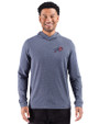 Buffalo Bills Americana Cutter & Buck Adapt Recycled Soft Knit Stripe Mens Big & Tall Hooded Pullover Navy Blue Heather Front