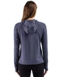 Denver Broncos Americana Cutter & Buck Adapt Recycled Soft Knit Stripe Womens Hooded Pullover Navy Blue Heather Back